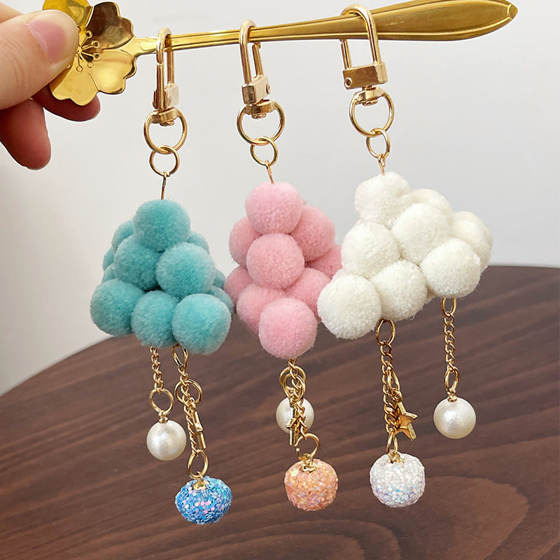 Wholesale Macaron Plush Cloud Pentagram Keychain